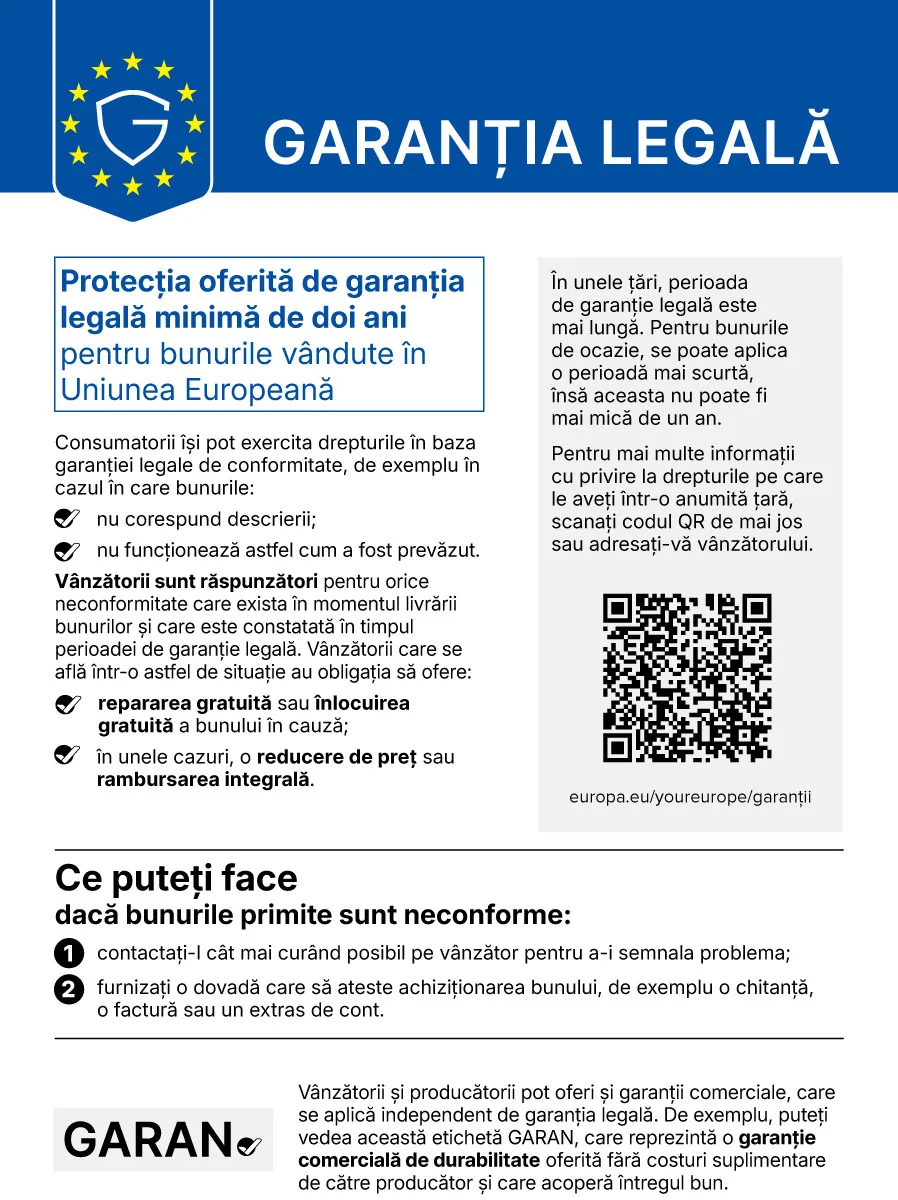 Notificarea armonizată privind garanția legală